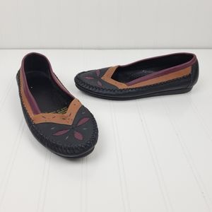 *Vintage* leather multi color moccasins